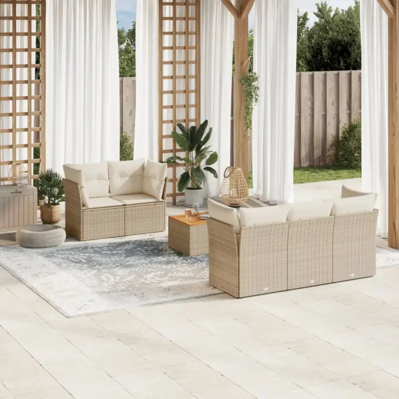 Lounge Tuinset van Poly Rattan en Gepoedercoat Staal voor Buitenplezier - beige en crèmekleurig - Tuinsets