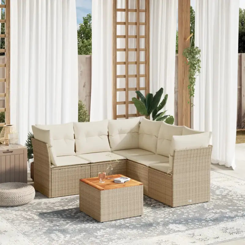 Lounge Tuinset van Poly Rattan en Gepoedercoat Staal voor Buitenplezier - Beige / 3x hoek + Tafel + 2x midden - Tuinsets
