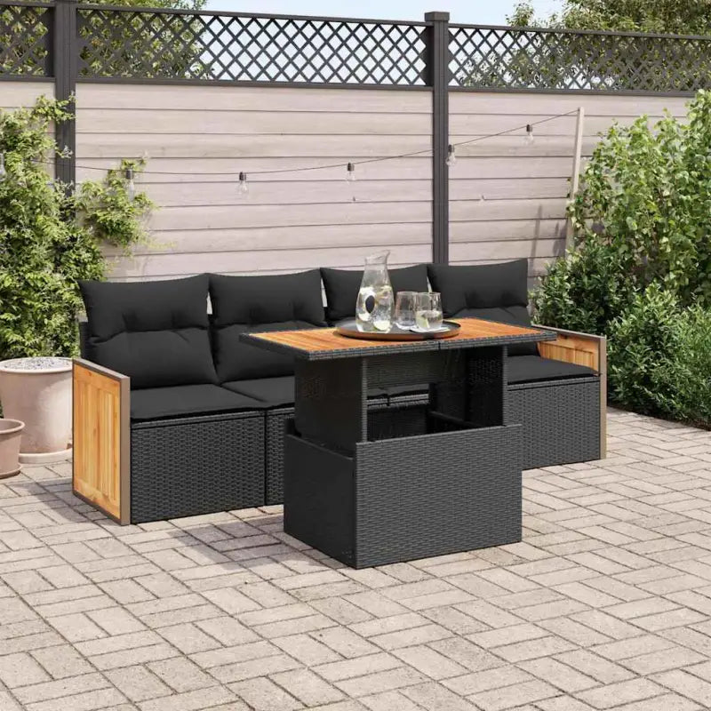 Lounge tuinset van poly rattan en gepoedercoat staal in beige materiaal - Zwart / met opbergruimte - Tuinsets