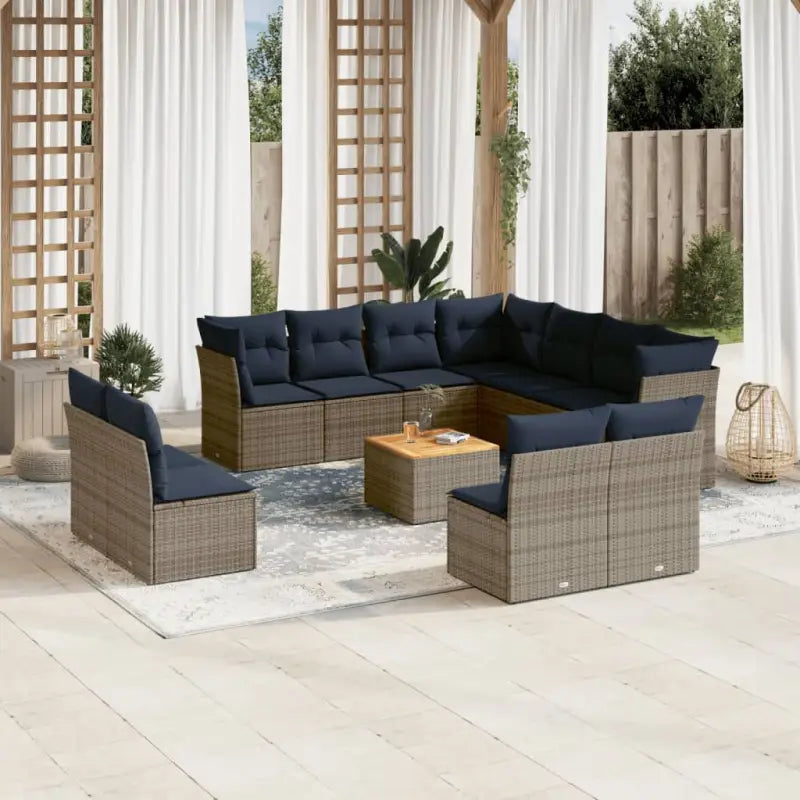 Lounge tuinset van poly rattan en gepoedercoat staal met ideale afmetingen - Grijs - Tuinsets