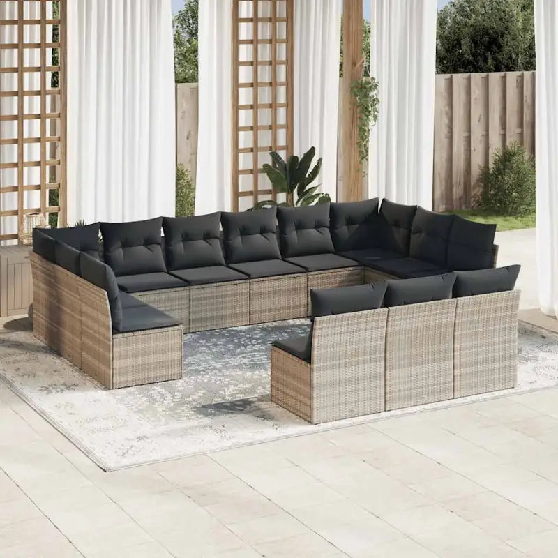 Lounge tuinset van poly rattan met comfortabele zitervaring en gepoedercoat staal - Lichtgrijs / Zonder tafel - Tuinsets