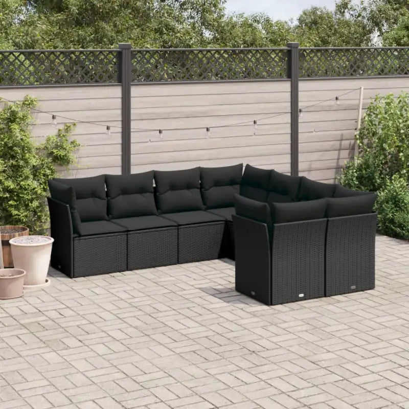 Lounge tuinset van poly rattan met zwart gepoedercoat staal - Tuinsets