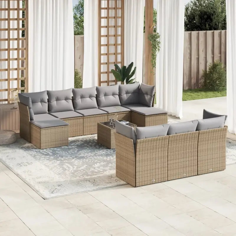 Lounge tuinset van waterdichte tas en beige materiaal van gepoedercoat staal - Beige en grijs / Met tafel - Tuinsets