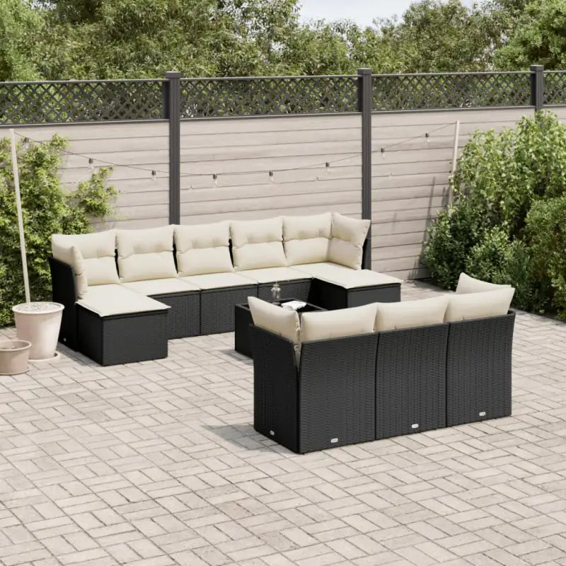 Lounge tuinset van waterdichte tas en beige materiaal van gepoedercoat staal - Zwart en crème / Met tafel - Tuinsets