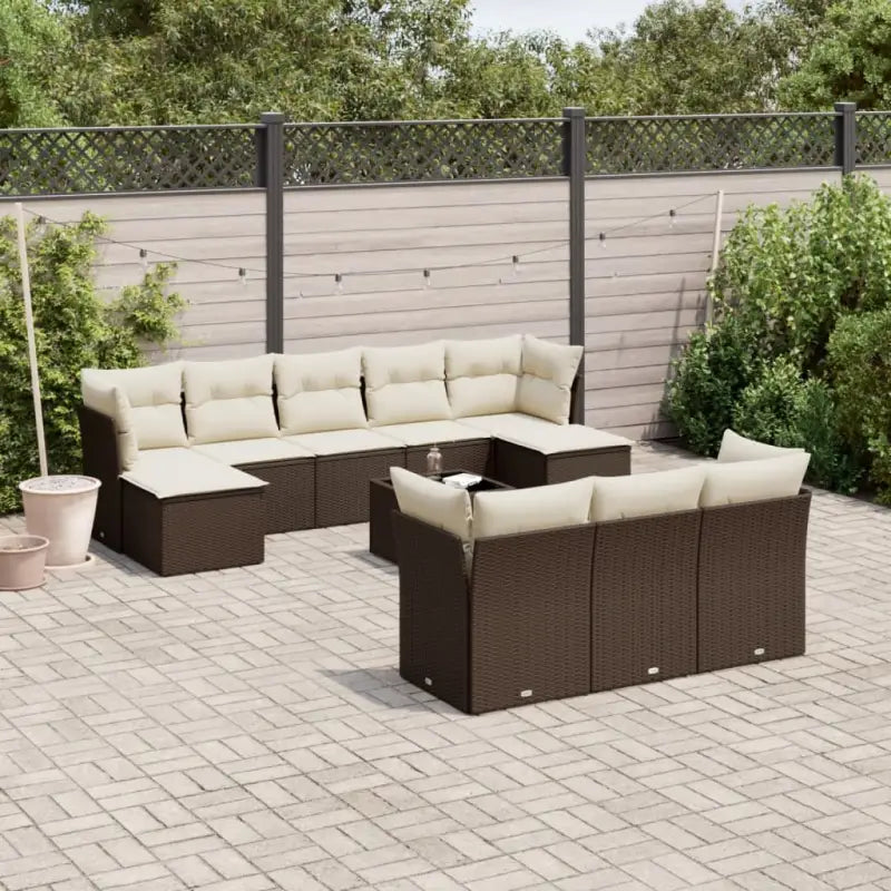 Lounge tuinset van waterdichte tas en beige materiaal van gepoedercoat staal - Bruin en crème / Met tafel - Tuinsets