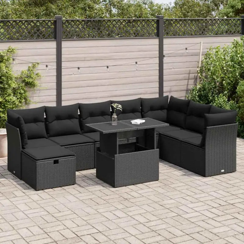 Lounge tuinset van zwart gepoedercoat staal met comfortabele afmetingen - Zwart / met opbergruimte - Tuinsets