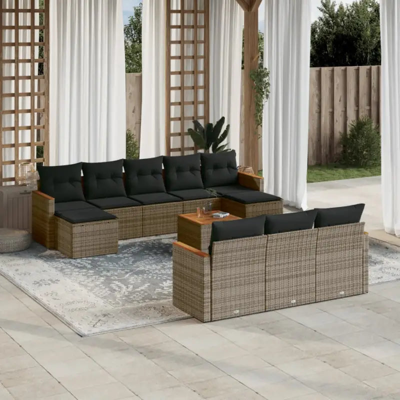 Lounge Tuinset van Zwart Gepoedercoat Staal met Comfortabele Afmetingen - Grijs / Met tafel - Tuinsets
