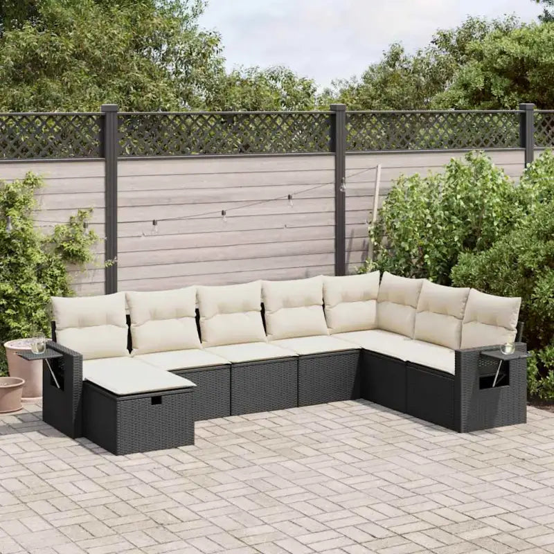 Lounge tuinset van zwart gepoedercoat staal met praktische afmetingen - Zwart en crème / met opbergruimte - Tuinsets