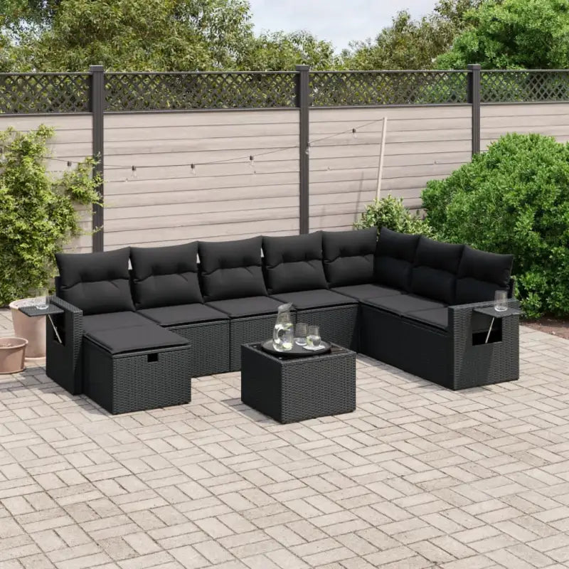 Lounge tuinset van zwart gepoedercoat staal met praktische afmetingen - Zwart / zonder opbergruimte - Tuinsets