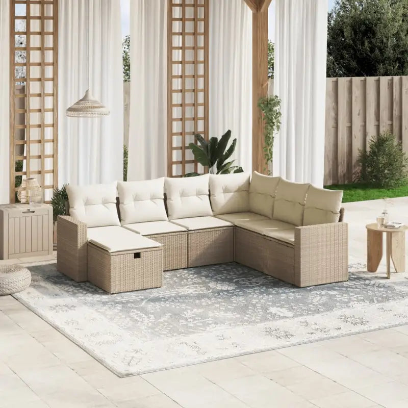 Lounge tuinset van zwart gepoedercoated staal met perfecte afmetingen - beige en crèmekleurig / Zonder tafel - Tuinsets