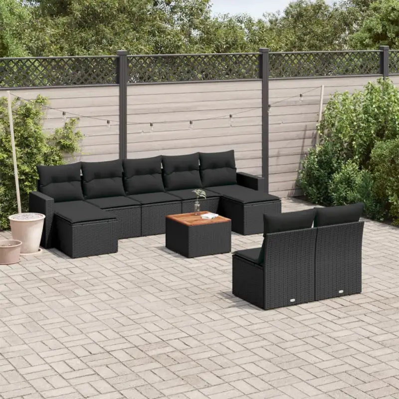 Lounge Tuinset van zwart materiaal en gepoedercoat staal met afmetingen - Zwart - Tuinsets