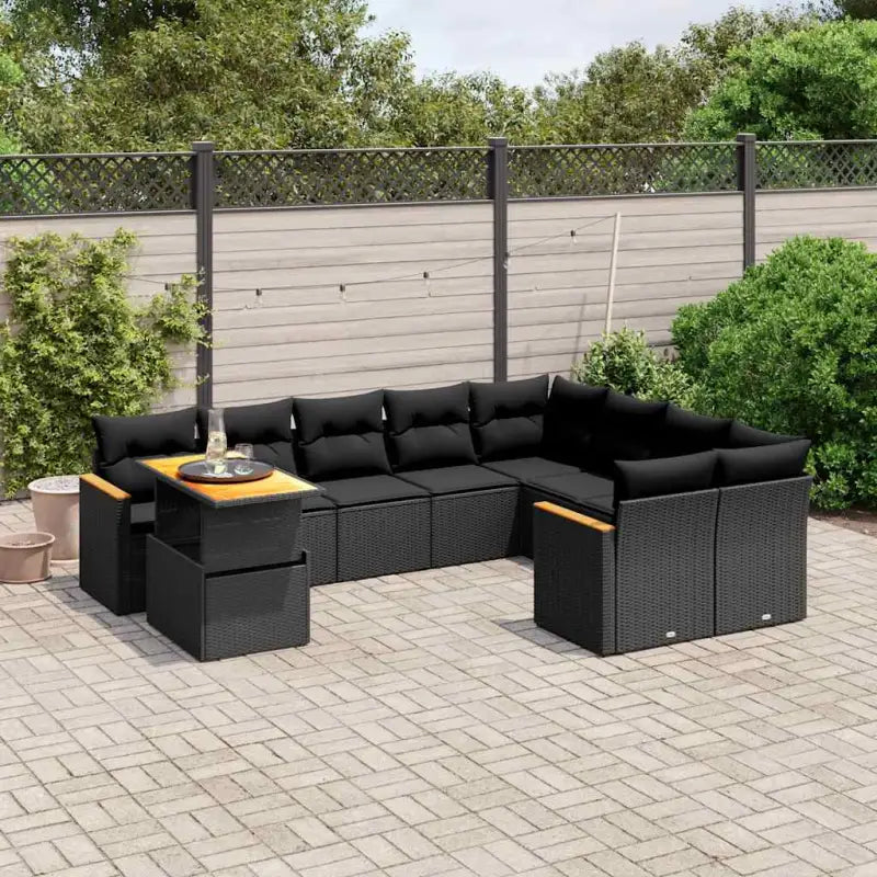 Lounge tuinset van zwart materiaal en gepoedercoat staal voor comfortabel buitenleven - Tuinsets