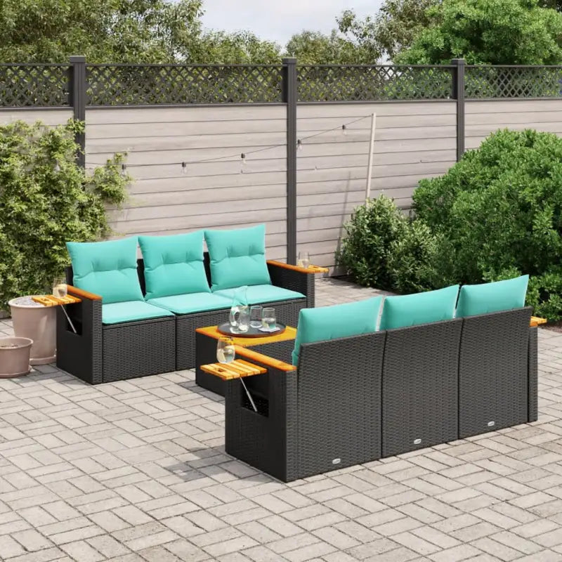 Lounge tuinset van zwart materiaal en gepoedercoat staal met poly rattan - Tuinsets