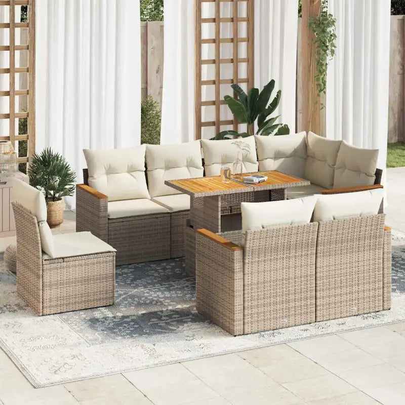 Lounge tuinset van zwart materiaal en gepoedercoat staal voor buiten - beige en crèmekleurig / met opbergruimte
