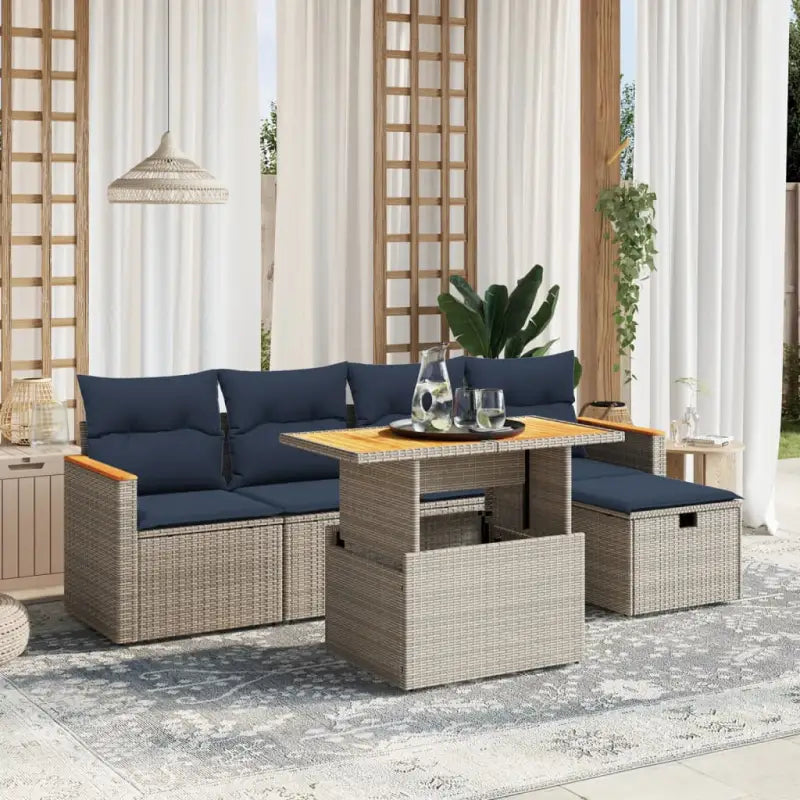 Lounge Tuinset van zwart materiaal met gepoedercoat staal afmetingen - Grijs / zonder opbergruimte - Tuinsets