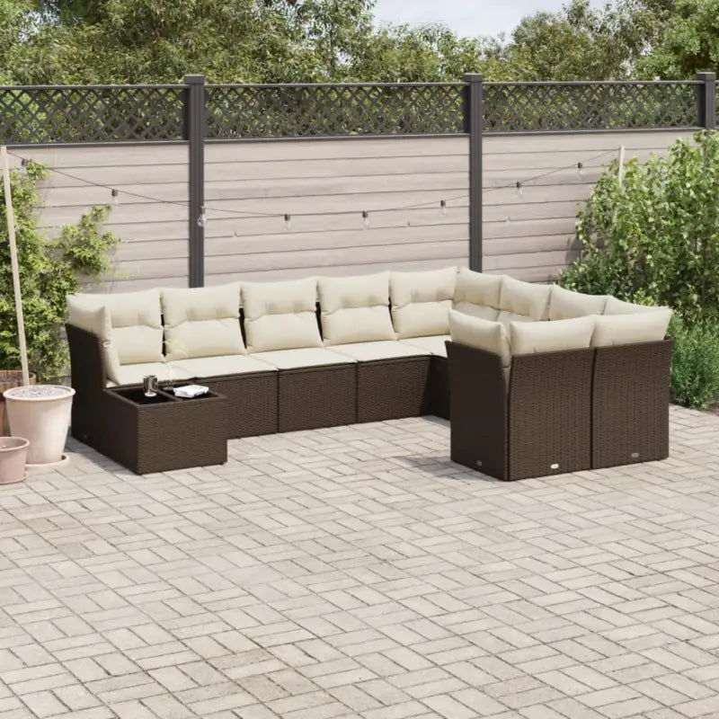 Lounge Tuinset van Zwart Materiaal met Waterdichte Tas en Gepoedercoat Staal - Bruin en crème - Tuinsets