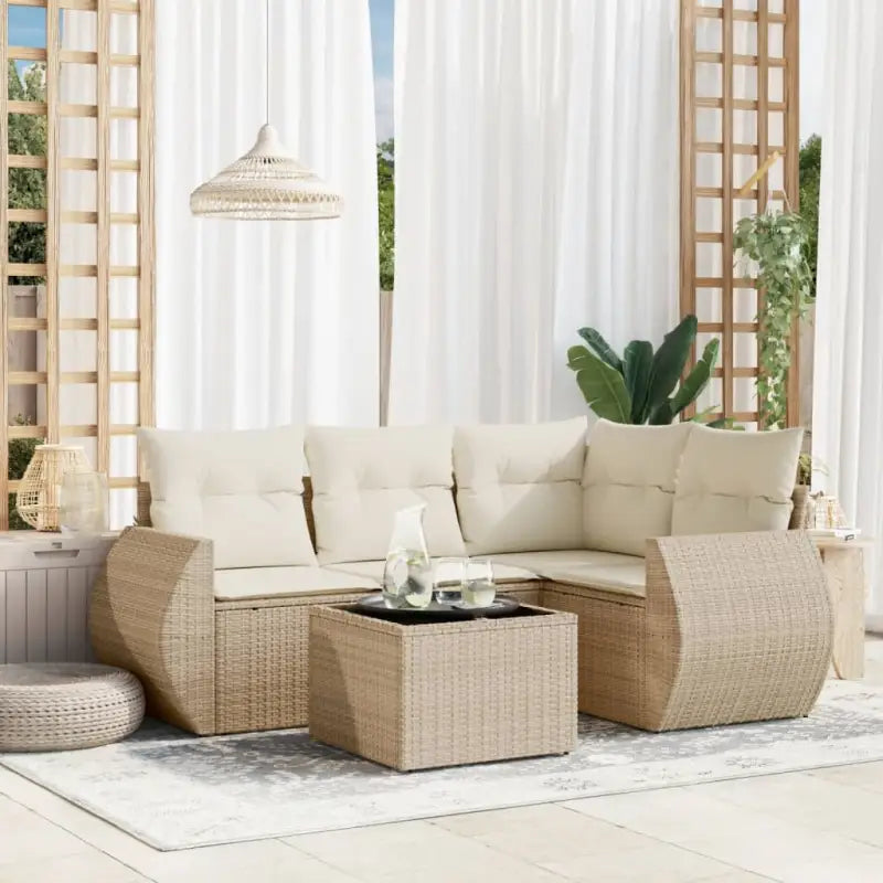 Lounge tuinsets in beige materiaal met waterdichte tas en gepoedercoat staal - beige en crèmekleurig / Met tafel