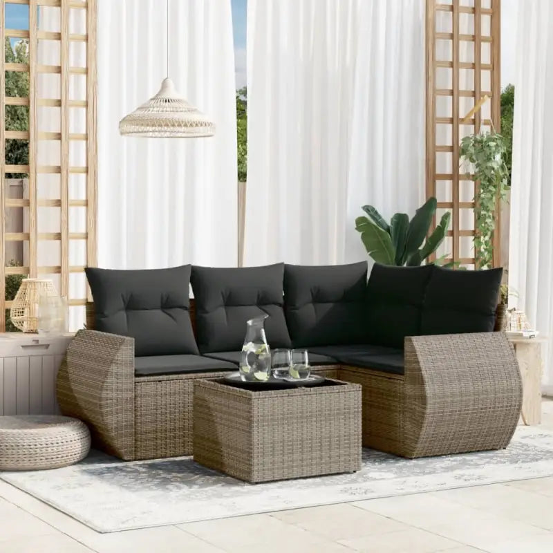 Lounge tuinsets in beige materiaal met waterdichte tas en gepoedercoat staal - grijs en donkergrijs / Met tafel