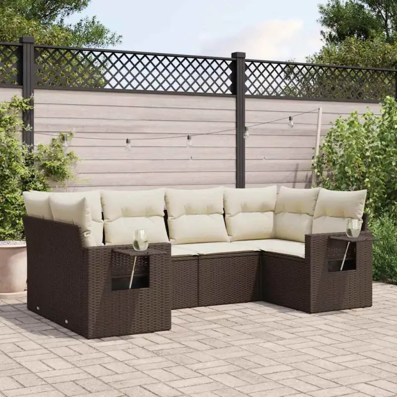 Lounge tuinsets in beige met gepoedercoat staal en afmetingen - Bruin en crème - Tuinsets