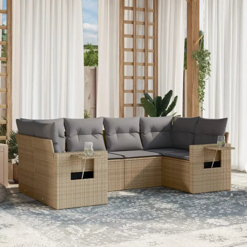 Lounge tuinsets in beige met gepoedercoat staal en afmetingen - Beige en grijs - Tuinsets