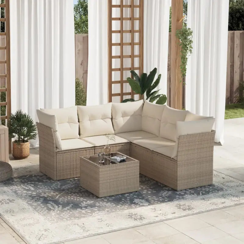 Lounge tuinsets met beige materiaal en gepoedercoat staal afmetingen - beige en crèmekleurig / Met tafel - Tuinsets