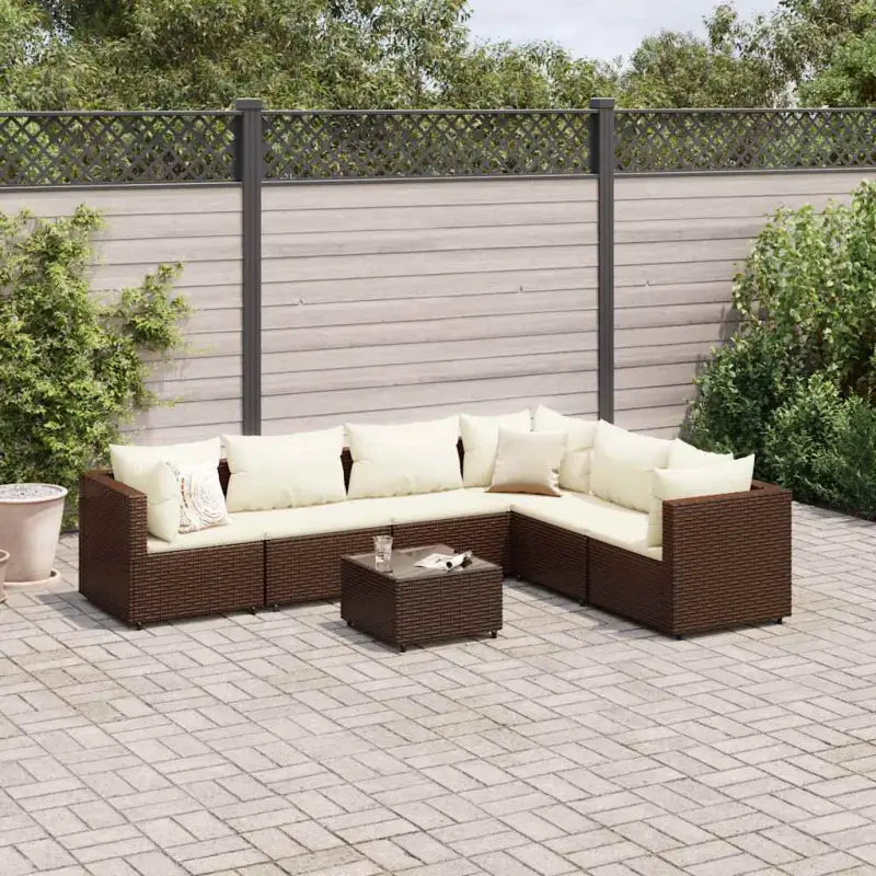 Lounge tuinsets met poly rattan en gepoedercoat staal hemelterwijl de afmetingen rugkussen comfortabel maken - Bruin