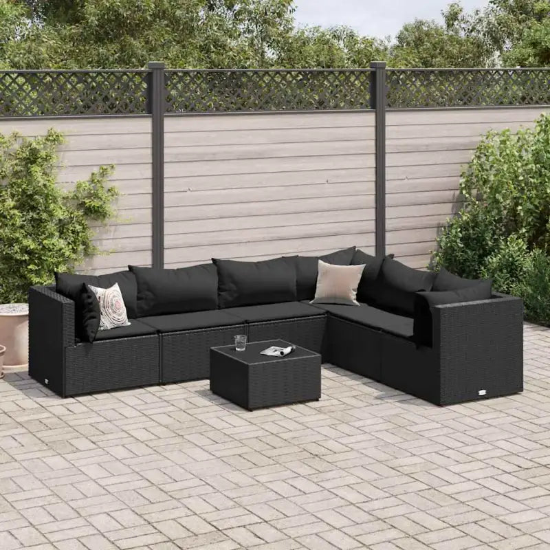 Lounge tuinsets met poly rattan en gepoedercoat staal hemelterwijl de afmetingen rugkussen comfortabel maken - Zwart