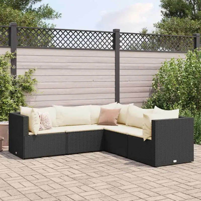 Lounge tuinsets met poly rattan en gepoedercoat staal hemelterwijl de afmetingen rugkussen comfortabel maken - Zwart