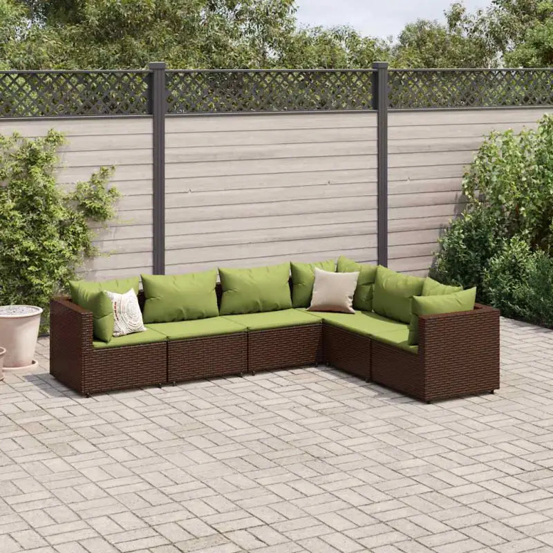 Lounge tuinsets met poly rattan en gepoedercoat staal hemelterwijl de afmetingen rugkussen comfortabel maken - Bruin