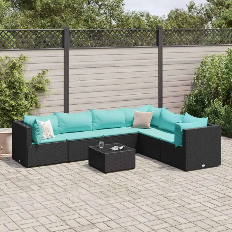Lounge tuinsets met poly rattan en gepoedercoat staal hemelterwijl de afmetingen rugkussen comfortabel maken - Zwart