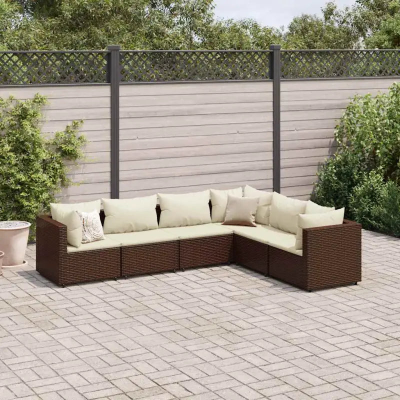 Lounge tuinsets met poly rattan en gepoedercoat staal hemelterwijl de afmetingen rugkussen comfortabel maken - Bruin