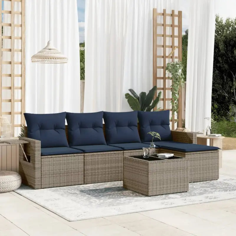 Lounge Tuinsets met Waterdichte Zak en Gepoedercoat Staal Afmetingen - Grijs en blauw / Met tafel - Tuinsets