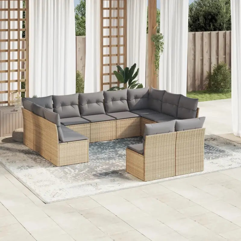 Lounge tuinstoel set met poly rattan en gepoedercoat staal - Beige en grijs / Zonder tafel - Tuinsets
