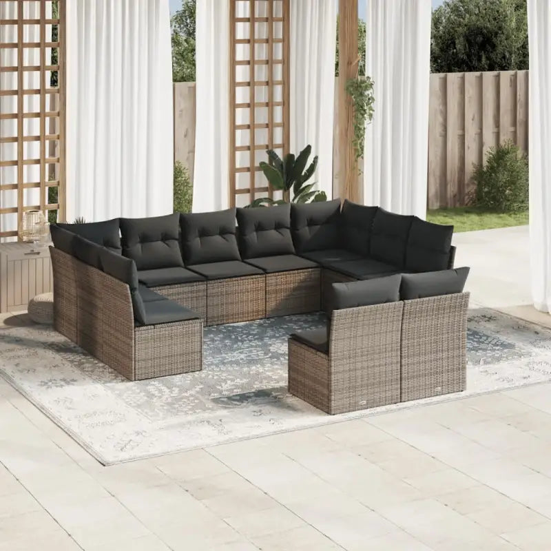 Lounge tuinstoel set met poly rattan en gepoedercoat staal - Grijs / Zonder tafel - Tuinsets