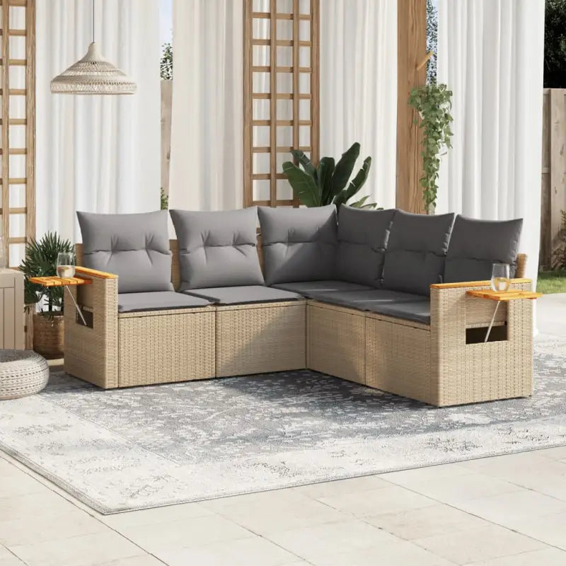 Lounge tuinstoel set met zwart materiaal en waterdichte tas - Beige en grijs / Zonder tafel - Tuinsets
