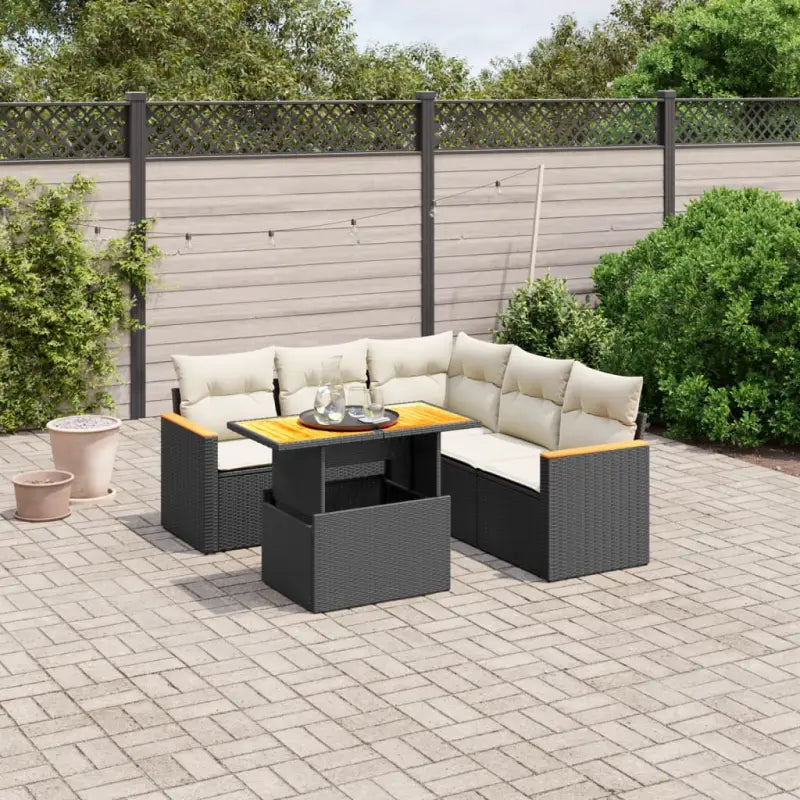 Lounge tuinstoel set van zwart materiaal en gepoedercoat staal - Zwart en crème - Tuinsets