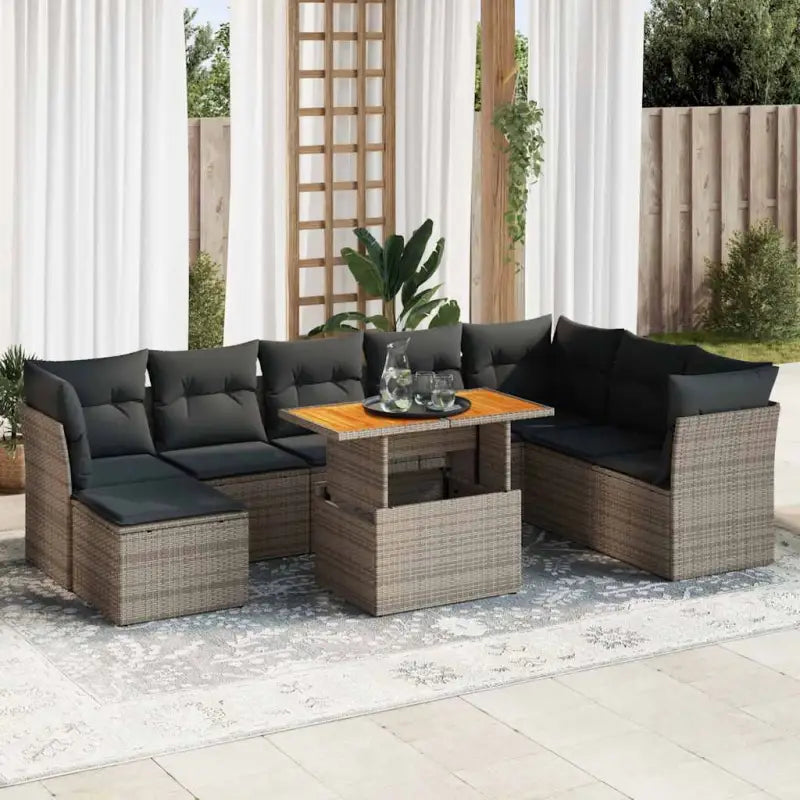 Lounge tuinstoelset van beige materiaal en gepoedercoat staal - Grijs / met opbergruimte - Tuinsets