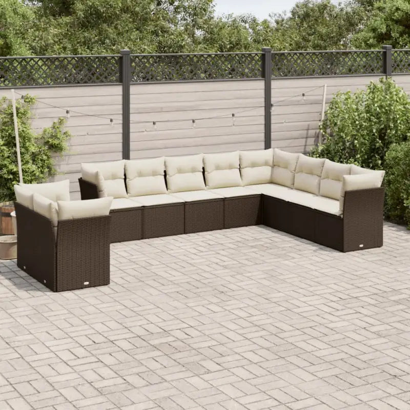 Lounge tuinstoelset van poly rattan met waterdichte tas en gepoedercoat staal - Bruin en crème / Zonder tafel - Tuinsets