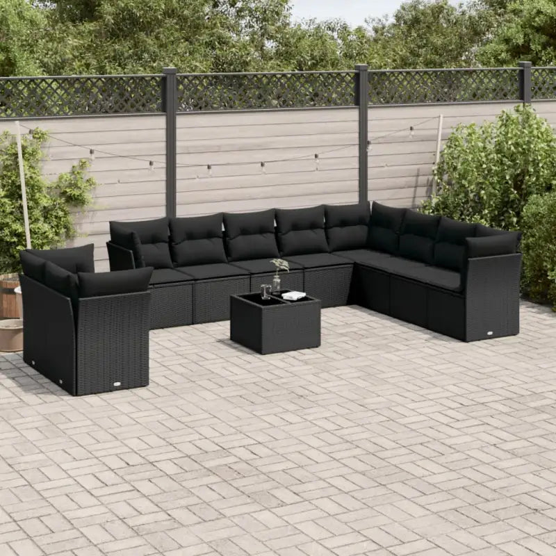 Lounge tuinstoelset van poly rattan met waterdichte tas en gepoedercoat staal - Zwart / Met tafel - Tuinsets