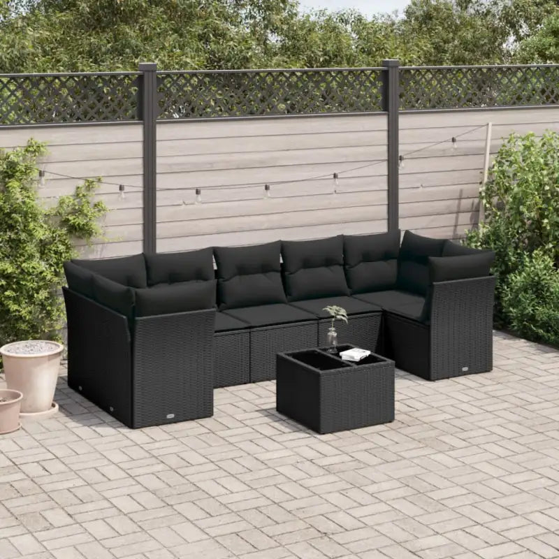 Lounge tuintafel set met waterdichte tas en zwart materiaal - Zwart / Tafel + 4x hoek + 3x midden - Tuinsets
