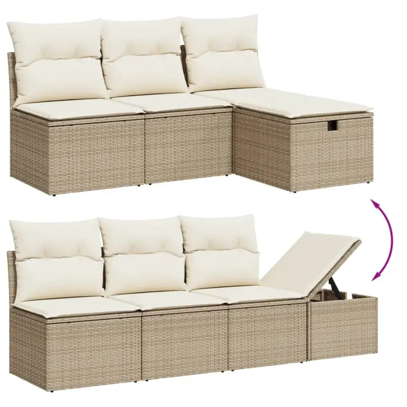 Lounge tuintafelset in beige materiaal en gepoedercoat staal - Tuinsets