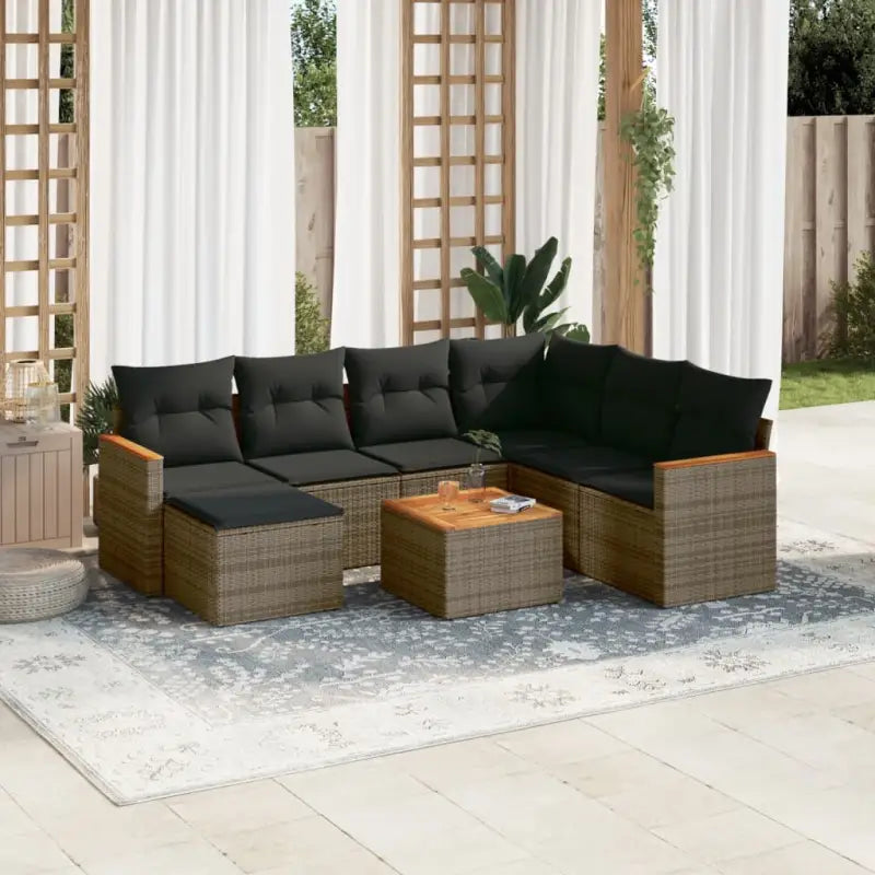 Lounge tuintafelset met beige materiaal en gepoedercoat staal afmetingen - Grijs / Met tafel - Tuinsets