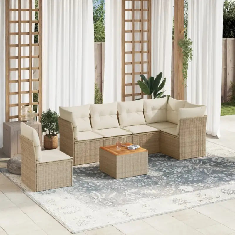 Lounge tuintafelset met waterdichte tas en grijs gepoedercoat staal - beige en crèmekleurig / Tafel + 3x hoek + 3x