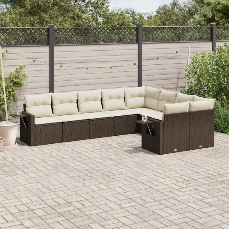 Lounge tuintafelset van gepoedercoat staal met beige materiaal - Bruin en crème / Met tafel - Tuinsets