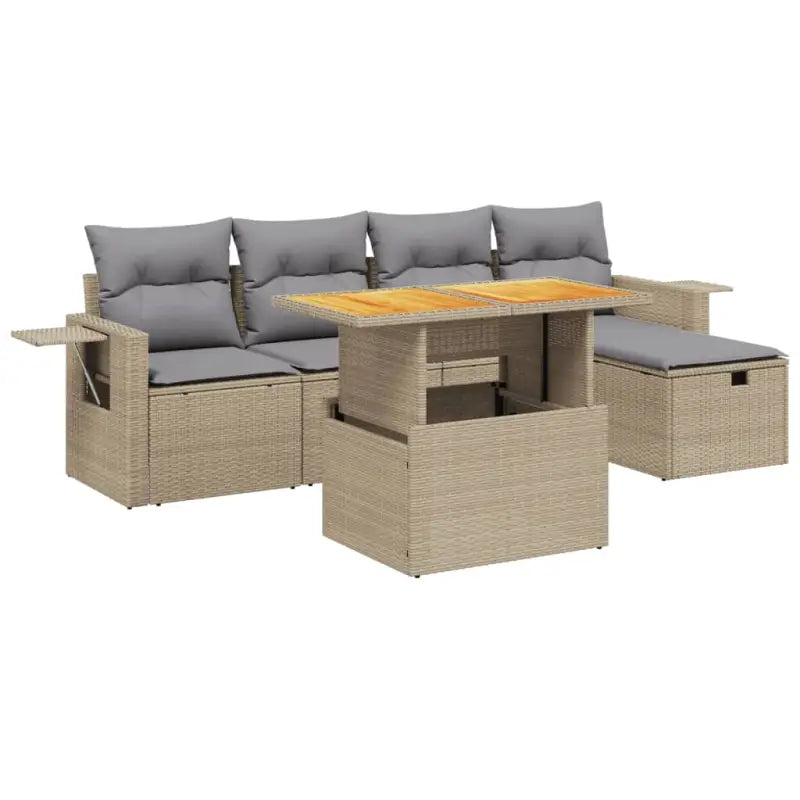 Loungebank in beige materiaal en gepoedercoat staal voor tuin en terras - Tuinsets