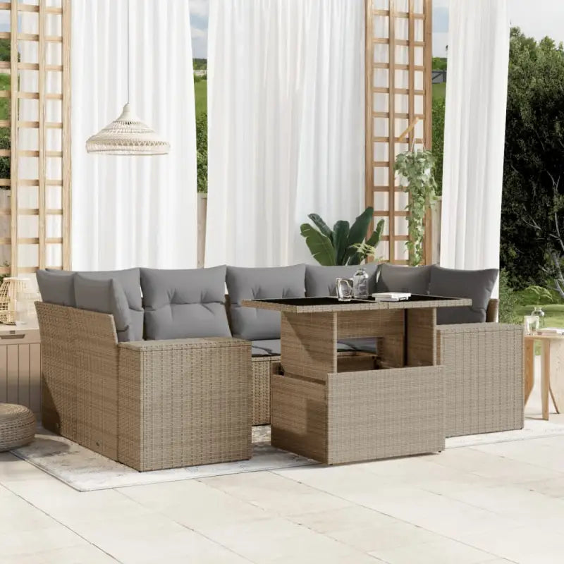 Loungebank in beige materiaal en gepoedercoat staal voor tuin en terras - Tuinsets