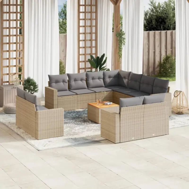 Loungebank in gemengd beige met waterdichte tas voor tuin of terras - Beige en grijs - Tuinsets
