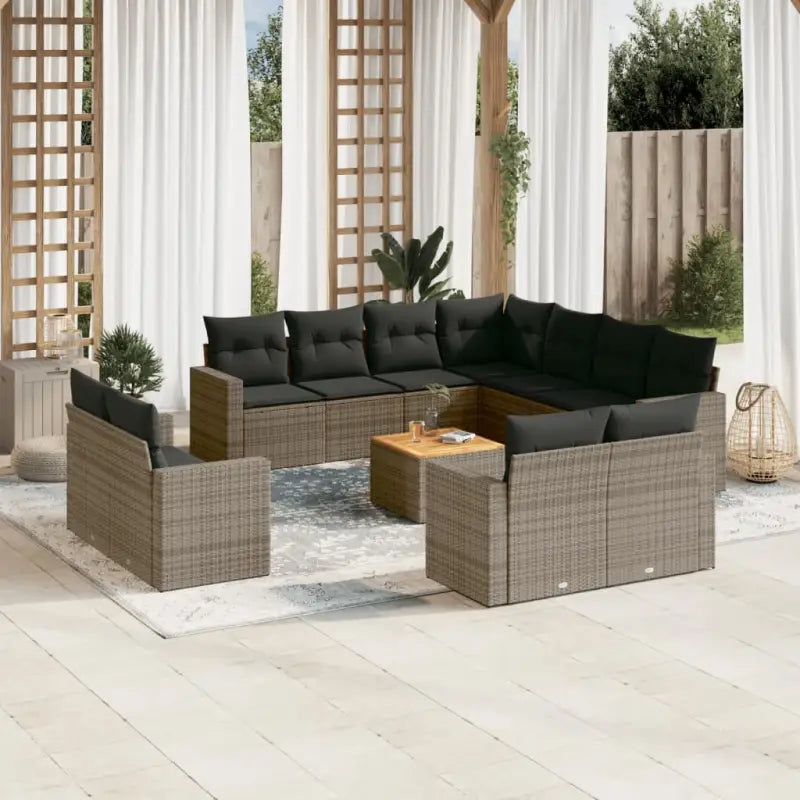 Loungebank in gemengd beige met waterdichte tas voor tuin of terras - Grijs - Tuinsets