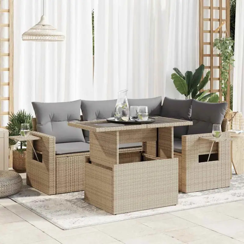 Loungebank in zwart materiaal van gepoedercoat staal met ideale afmetingen - Beige en grijs / met opbergruimte
