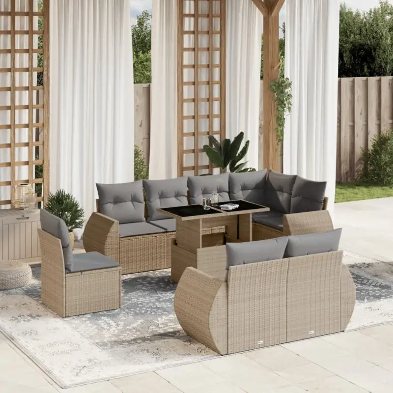Loungebank met beige materiaal en gepoedercoat staal afmetingen - Tuinsets
